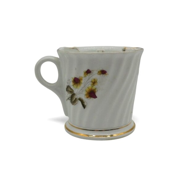SHAVING MUG Floral Design Porcelain Yellow Flowers German Vintage - Picture 5 of 10